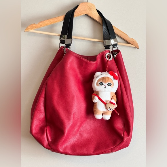 Prune Handbags - Prune red leather hobo bag w hello kitty car bag charm boho